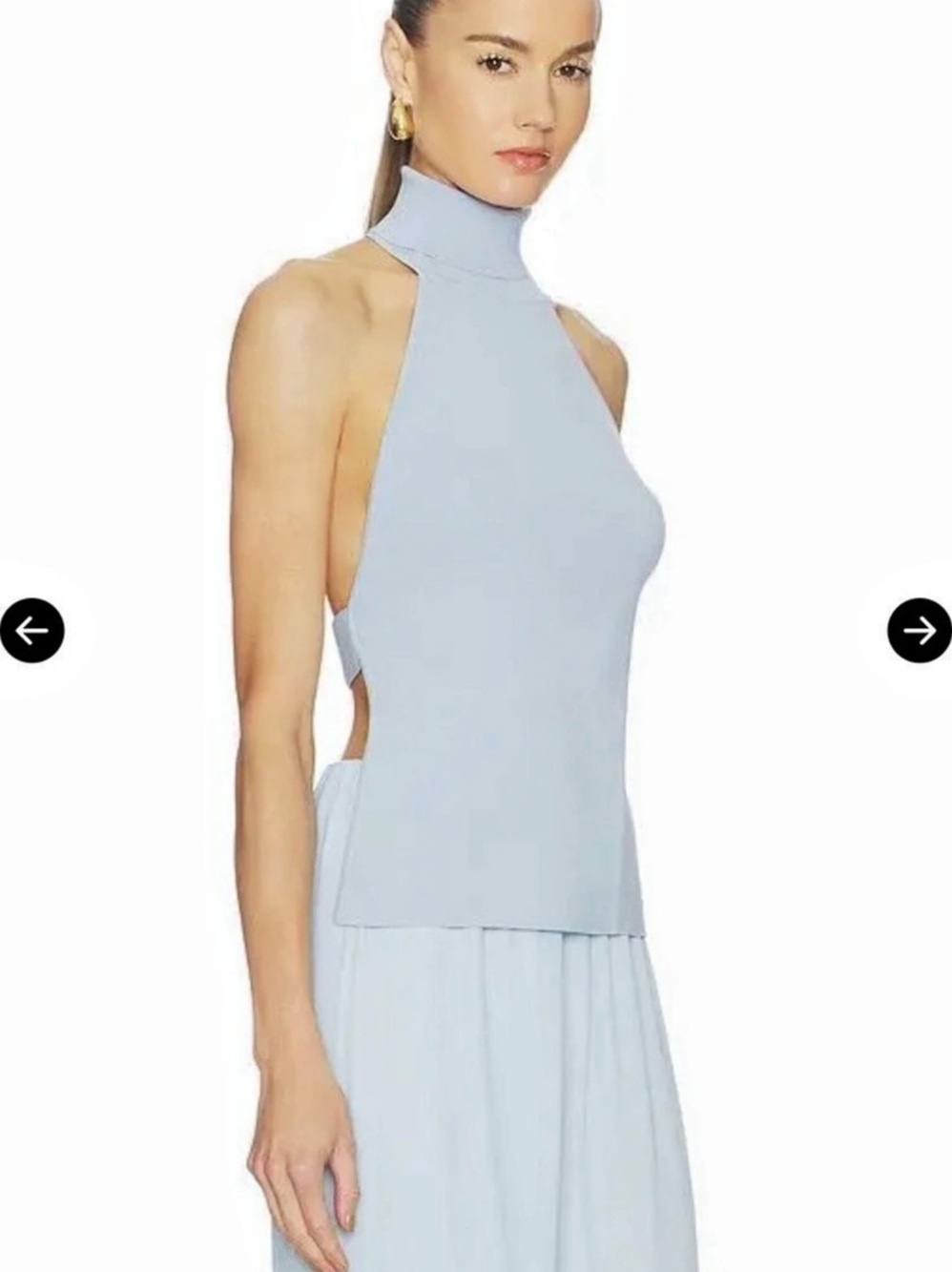 cult gaia Blue Open Back Halter Top Like New